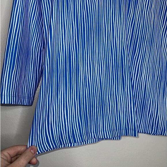 J. McLaughlin Catalina Cloth Durham 3/4 Sleeve Top Blue/White Stripe Size XS - Picture 5 of 7